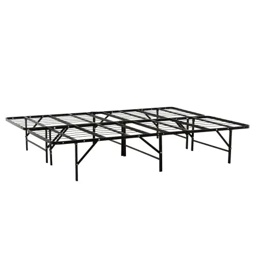 Metal Bed Frame – Queen Size Mattress Foundation, Heavy-Duty Platform Base, Black