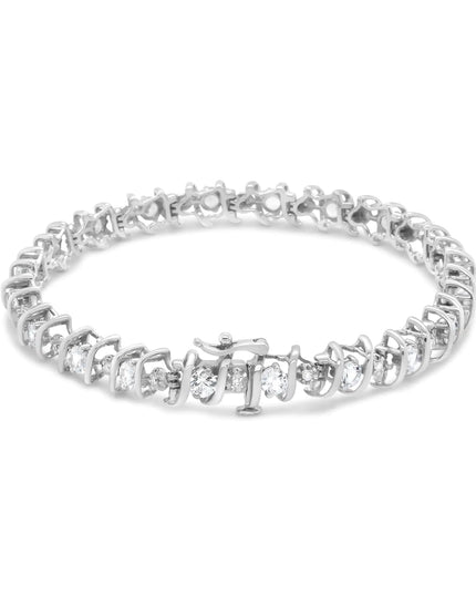 .925 Sterling Silver Lab-Grown Birthstone and 1/6 Cttw Round Diamond Tennis Bracelet (H-I Color, I1-I2 Clarity)