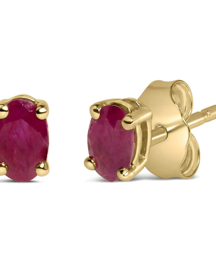 14K Gold Oval Cut Gemstone Birthstone 5x3 mm Stud Earrings