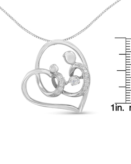 .925 Sterling Silver 1/6 cttw Diamond Heart Pendant Necklace (H-I, I1-I2)