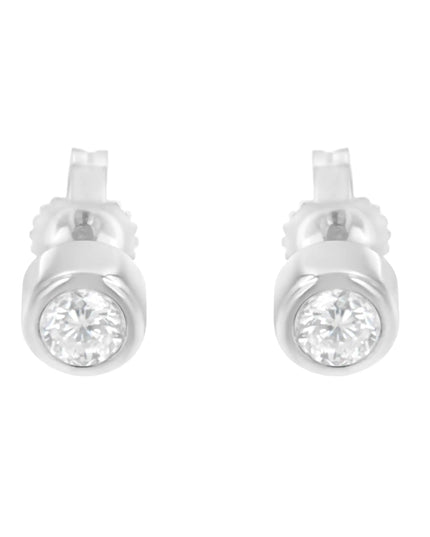 10K Gold 0.30 Cttw Round Brilliant-Cut Near Colorless Diamond Bezel-Set Stud Earrings (H-I Color, I1-I2 Clarity)