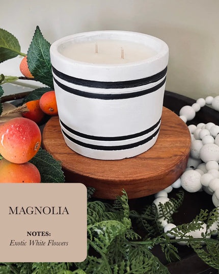 TLC Candle Co."Magnolia" 2lb Home Decor, Hand Poured Concrete Candle, Scented Natural Soy Wax and Essential Oil Blended Fragrances 60 Hour Burn Time, Made in the USA