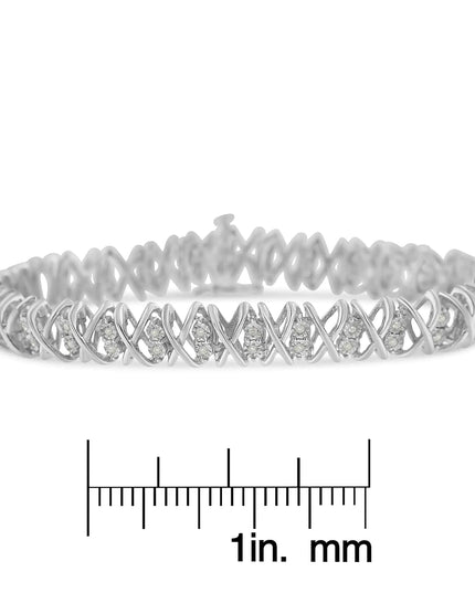 Sterling Silver rose-cut Diamond X-Link Bracelet (1 cttw, I-J Color, I2-I3 Clarity)