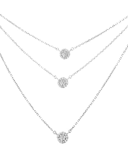 .925 Sterling Silver 1/2 Cttw Round Diamond Medallion Multi-Strand Tri Pendant 18" Necklace (H-I Color, I2-I3 Clarity)