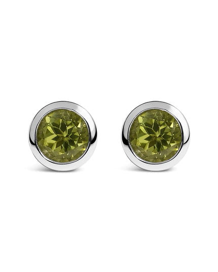 .925 Sterling Silver 6MM Bezel Set Created Gemstone Solitaire Stud Earrings