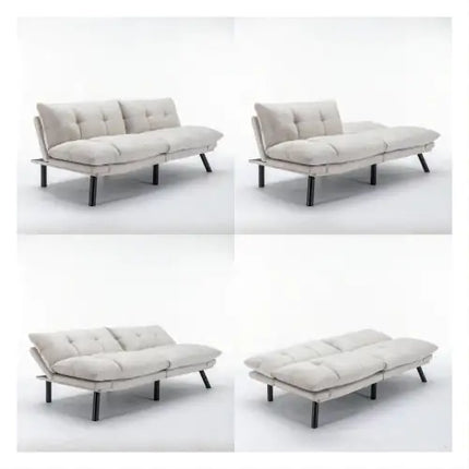 Cream Convertible Folding Modern Sofa Bed