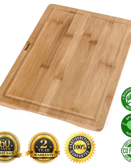 Bamboo Cutting Board 15x10 Inch With Juice Groove And Handles