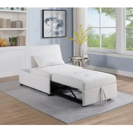 Blue Gray Sleeper Chair Plush Tufted Sherpa Fabric Sofa Bed