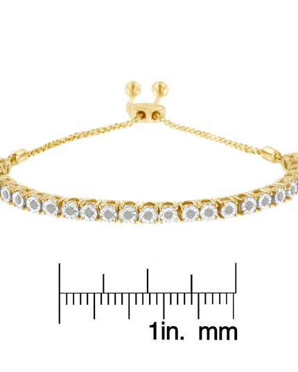 .925 Sterling Silver 1/4 Cttw Miracle-Set Diamond 4”-10” Adjustable Bolo Tennis Bracelet (I-J Color, I3 Clarity)
