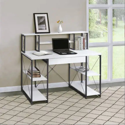 Black Office Desk With Shelves & Hutch
