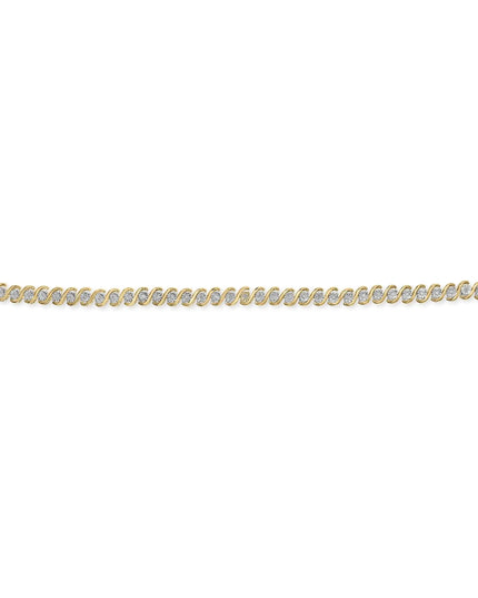 14K Yellow Gold Plated .925 Sterling Silver 1/2 Cttw Round Miracle-Set Diamond S-Curve Tennis Bracelet (I-J Color, I3 Clarity) - 7"