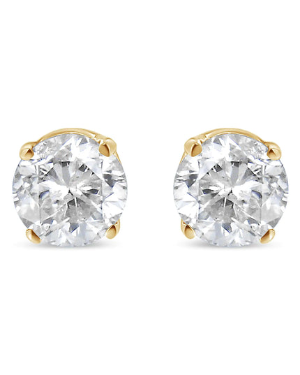 14K Yellow Gold 1/2 Cttw Round-Cut Diamond Solitaire Stud Earrings (O-P Color, SI2-I1 Clarity)