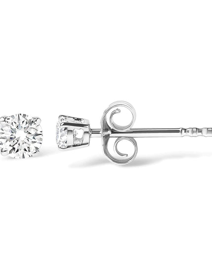 .925 Sterling Silver Silver Round Lab Grown Diamond Classic 4-Prong Solitaire Stud Earrings (F-G Color, VS1-VS2 Clarity)