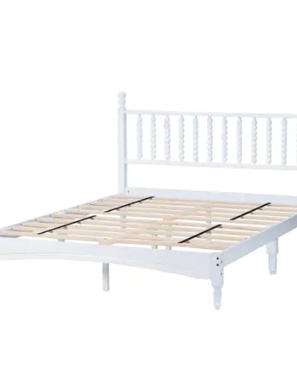 Queen Wood Bed Frame, Headboard, Solid Rubber Wood