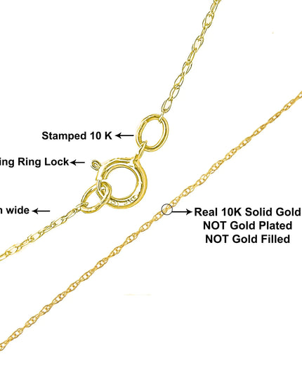 10K Gold 0.5 mm Slender & Dainty Fine Rope Chain Necklace