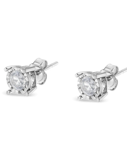 .925 Sterling Silver 1/2 Cttw Near Colorless Round Brilliant-Cut Diamond Miracle-Set Stud Earrings (H-I Color, I2-I3 Clarity)