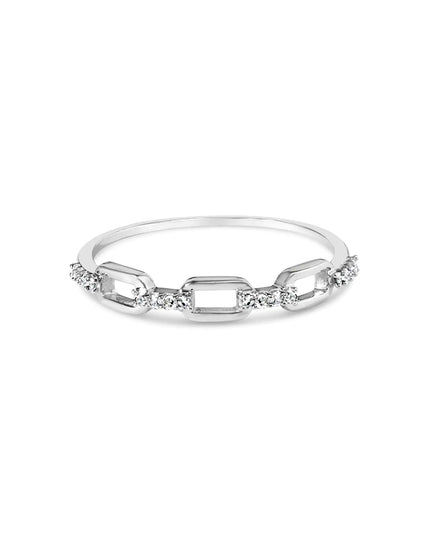 .925 Sterling Silver Diamond Accent Paperclip Band Ring (I-J Color, I2-I3 Clarity)