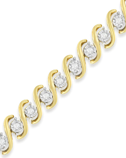 Yellow Plated Sterling Silver Round-Cut Diamond Bracelet (0.5 cttw, H-I Color, I2-I3 Clarity)