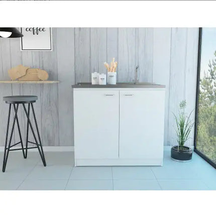 White Utility Sink Cabinet, 2-door