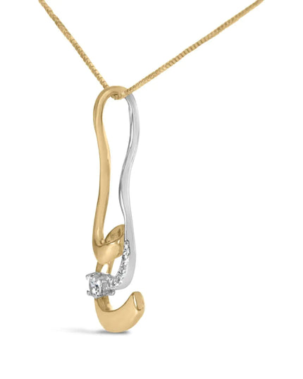 Espira 10K Two-Tone Gold 1/10 cttw Round Cut Diamond Swirl Pendant Necklace (I-J, I2-I3)