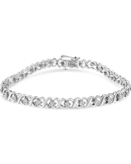 .925 Sterling Silver 1/3 Cttw Miracle Plate Round-Cut Diamond Infinity Link Bracelet  (I-J Color, I3 Clarity)  - Size 7.25"