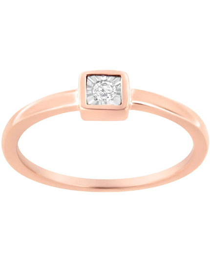 14K Rose Gold Plated .925 Sterling Silver 1/20 cttw Miracle Set Diamond Promise Ring (J-K Color, I1-I2 Clarity)
