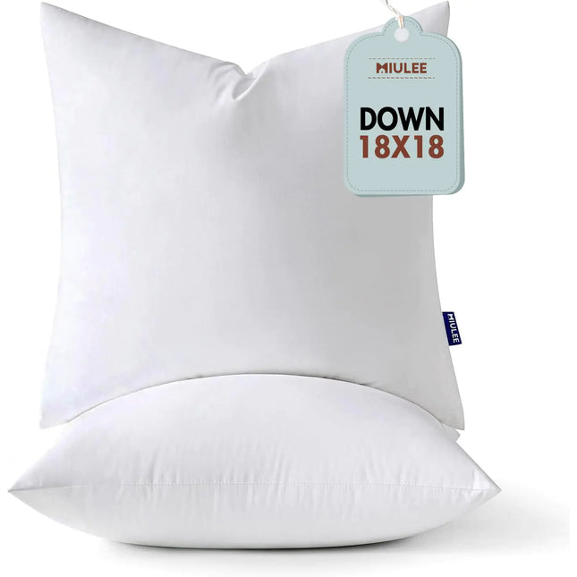 MIULEE 18x18 Down Alternative Pillow InsertsPack of 2 Euro Decorative Throw Pillows 18x18 Inch Body Pillow Bed Sleeping Pillow Ultra Soft Fluffy Pillows Form for Sofa Couch Bed