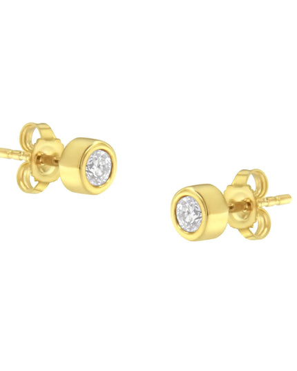 10K Gold 1/4 Cttw Round Brilliant-Cut Near Colorless Diamond Bezel-Set Stud Earrings (H-I Color, I1-I2 Clarity)