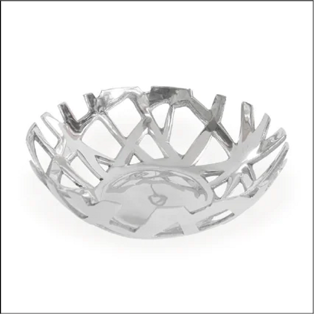 Silver Decorative Modernist Fruit / Bread Tray