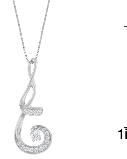 Espira 10K White Gold 1/5 Cttw Brilliant-Cut Diamond Sparkling Spiral 18" Pendant Necklace (J-K color, I2-I3 Clarity)
