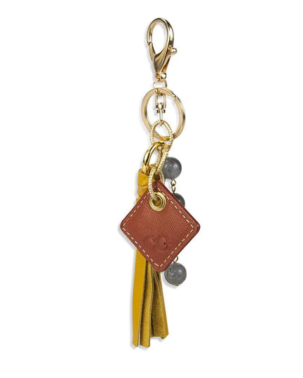 Lucca Leather Bag Charm- Yellow