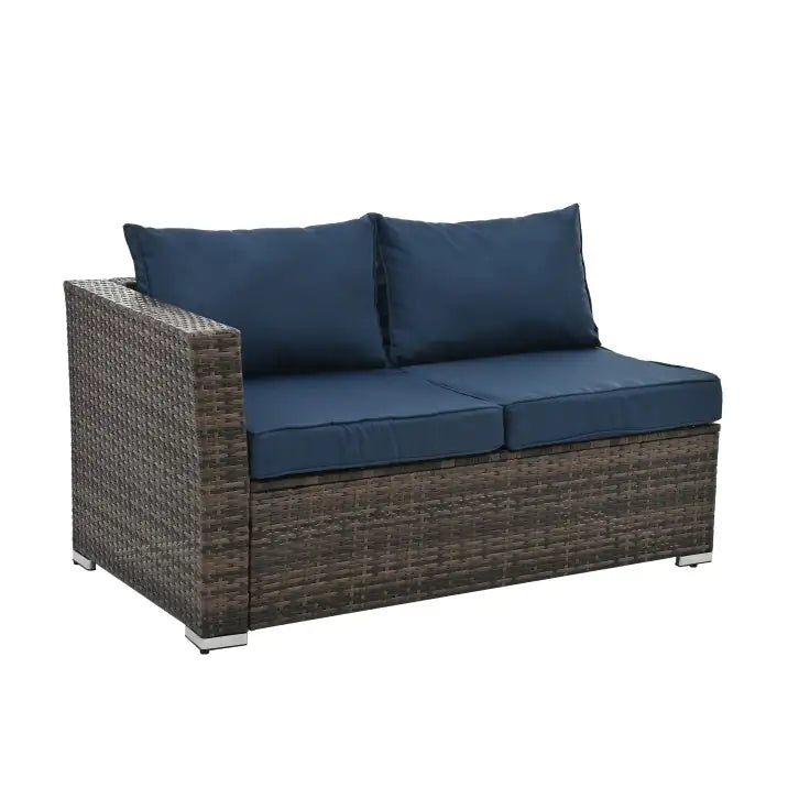 4-Piece PE Wicker Patio Furniture Set – Outdoor Chairs, Loveseat & Glass Coffee Table