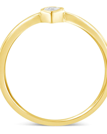 14K Yellow Gold Plated .925 Sterling Silver 1/20 Carat Diamond Teardrop Pear-Shaped Miracle Set Petite Fashion Ring (J-K Color, I1-I2 Clarity)