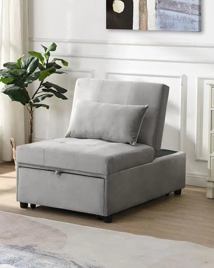 Folding Ottoman Sofa Bed Gray