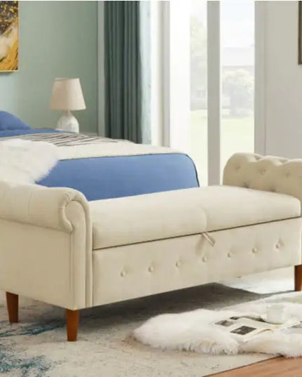 Beige Storage Sofa Stool