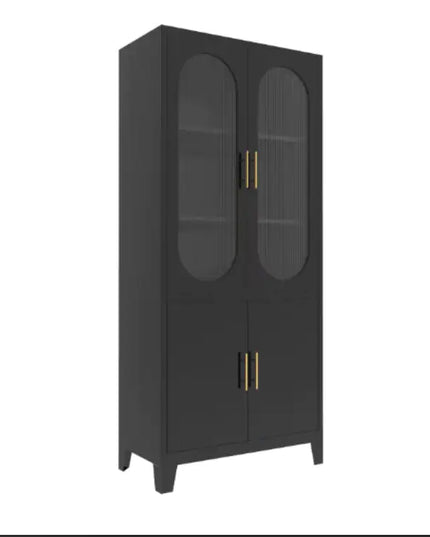 Glass Cabinet With 2 Fluted Doors