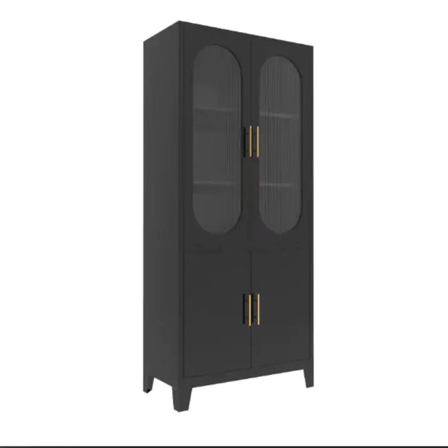 Glass Cabinet With 2 Fluted Doors