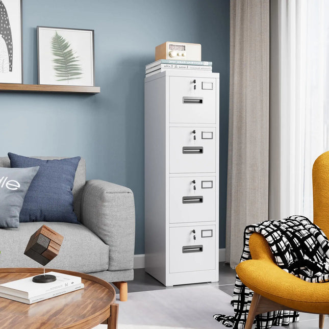 4-drawer Metal Vertical File Cabinet, Name Card Holder, A4/letter/legal, Assembly Required