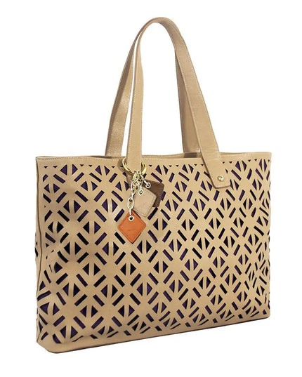Luminous Leather Tote  -Tan