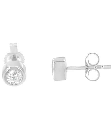 10K Gold 0.30 Cttw Round Brilliant-Cut Near Colorless Diamond Bezel-Set Stud Earrings (H-I Color, I1-I2 Clarity)
