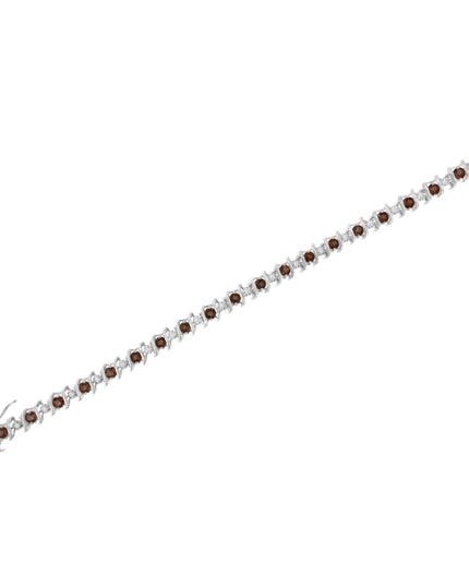 .925 Sterling Silver Lab-Grown Birthstone and 1/6 Cttw Round Diamond Tennis Bracelet (H-I Color, I1-I2 Clarity)