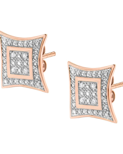 .925 Sterling Silver Diamond Accented 4-Stone Four Pointed Star Shaped Halo-Style Stud Earrings (H-I Color, I2-I3 Clarity)