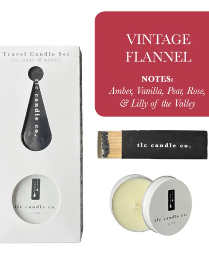 Travel Candle with Matches - Vintage Flannel