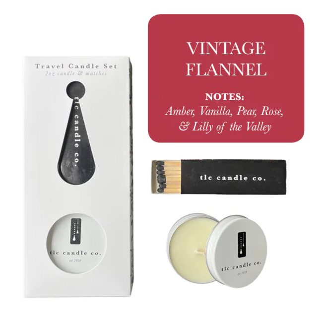Travel Candle with Matches - Vintage Flannel
