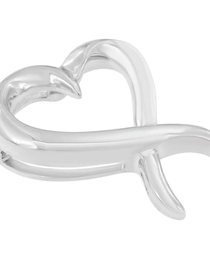 .925 Sterling Silver Open Heart-Shaped Awareness Ribbon Pendant Necklace