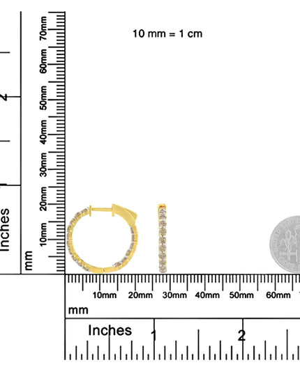 10K Yellow Gold Plated Sterling Silver Diamond Hoop Earrings (2 cttw, K-L Color, I2-I3 Clarity)