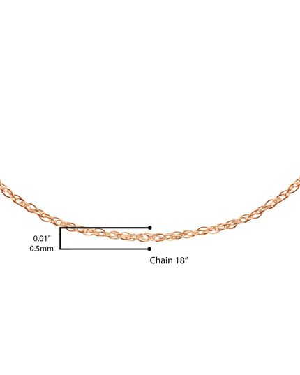 10K Gold 0.5 mm Slender & Dainty Fine Rope Chain Necklace