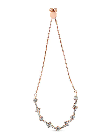 .925 Sterling Silver Diamond Accent Heart and Wave Link Bolo Bracelet (I-J Color, I2-I3 Clarity) - 6" to 9" Adjustable
