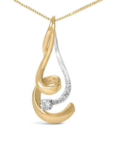 Espira 10K Two-Tone Gold 1/10 cttw Round Cut Diamond Swirl Pendant Necklace (I-J, I2-I3)