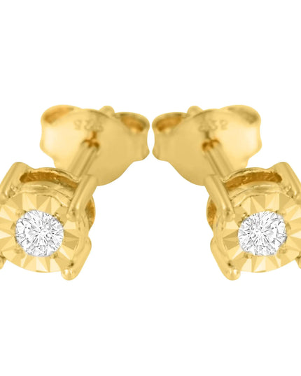 .925 Sterling Silver 1/10 Cttw Round Brilliant-Cut Diamond Miracle-Set Stud Earrings